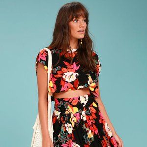 Free People Cropped Floral Blouse
